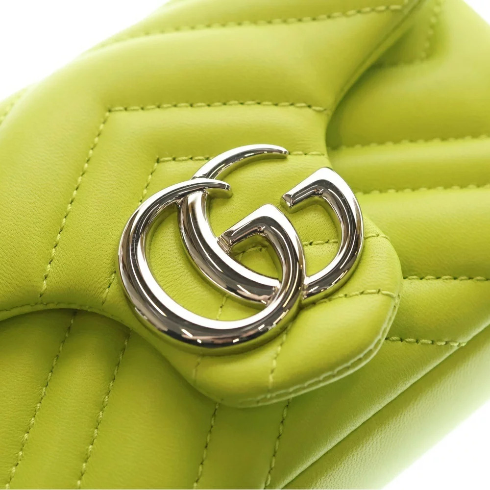 GUCCI GG Marmont Quilting Chain Bag Shoulder Yellow - Picture 5 of 6